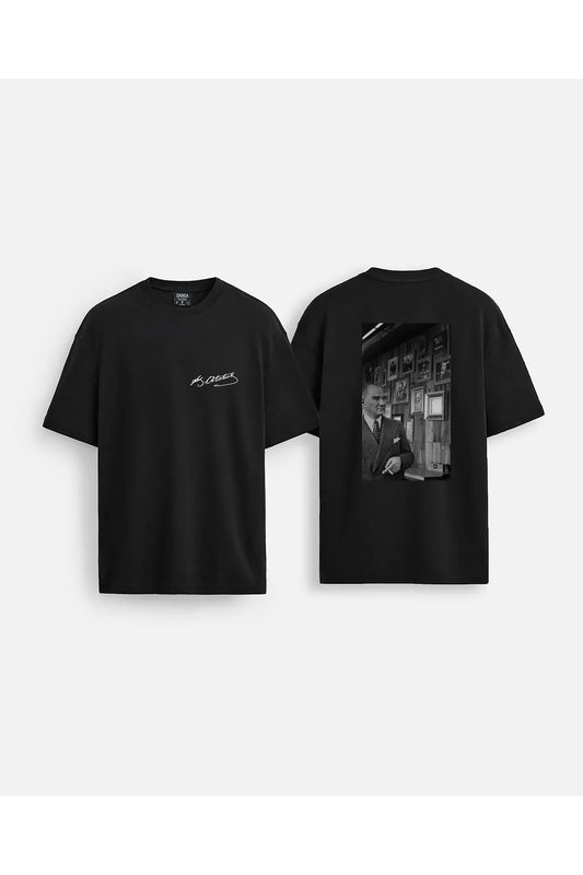 Mustafa Kemal Atatürk Baskılı Oversize Siyah Tişört