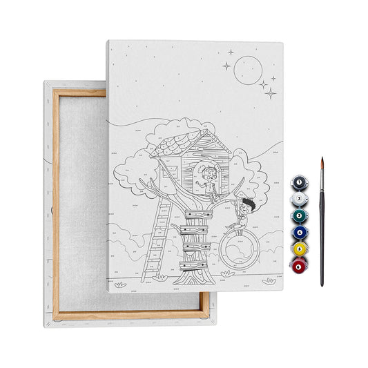 Ağaç Ev - 35x50cm - Boyama Tablo