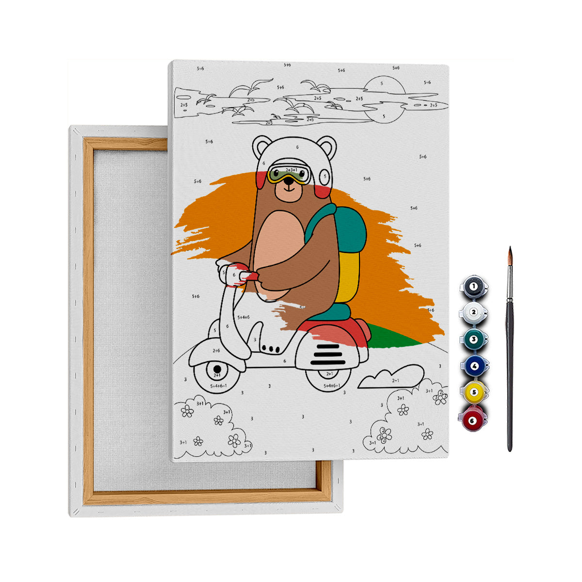 Motorcu Ayı - 35x50cm - Boyama Tablo