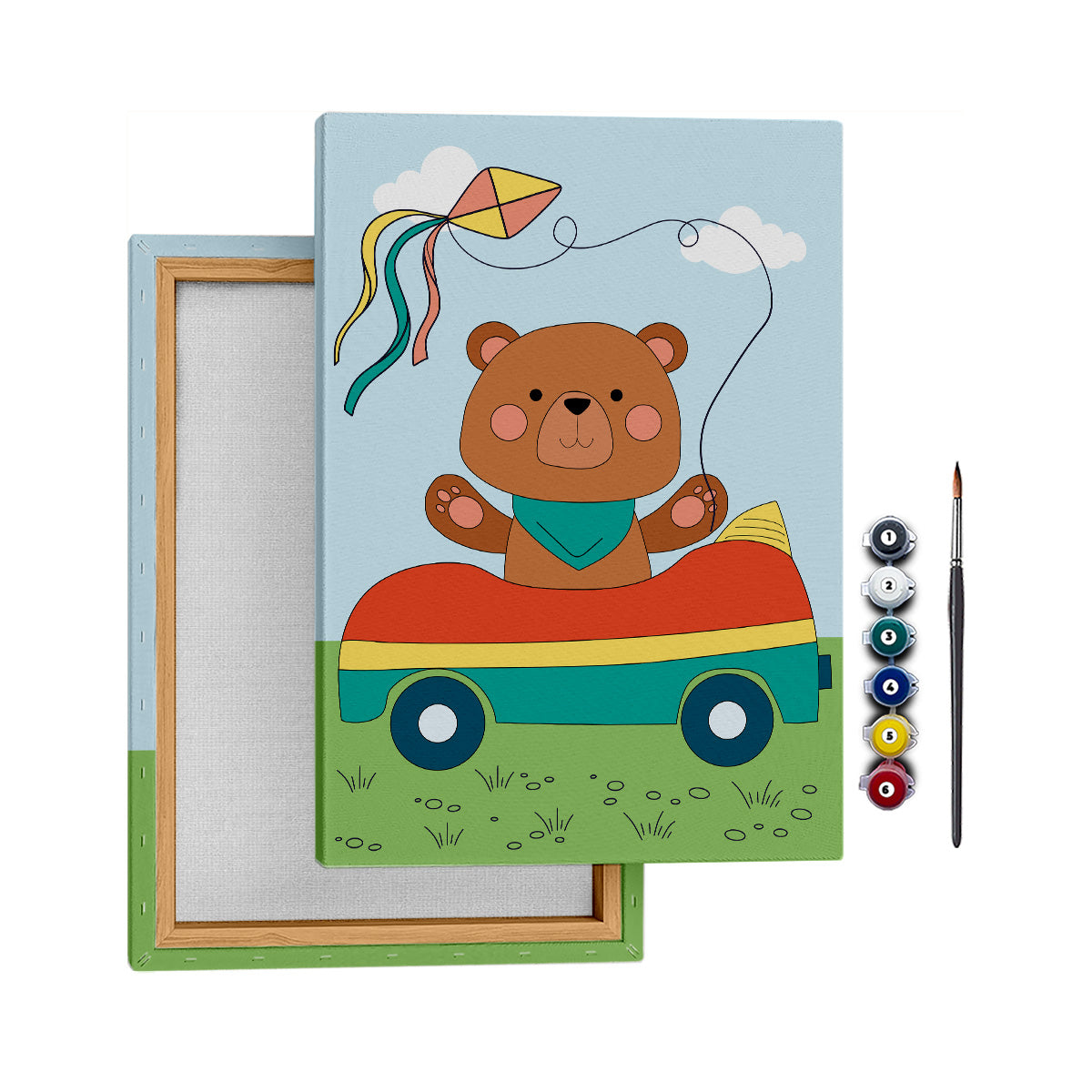 Araba Süren Ayıcık - 35x50cm - Boyama Tablo