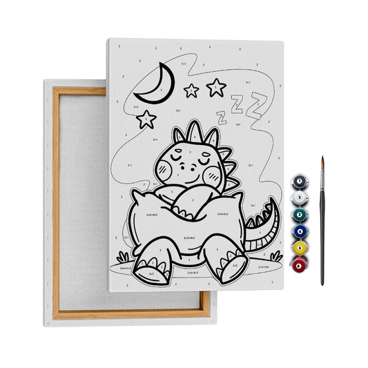 Uykucu Dino - 35x50cm - Boyama Tablo