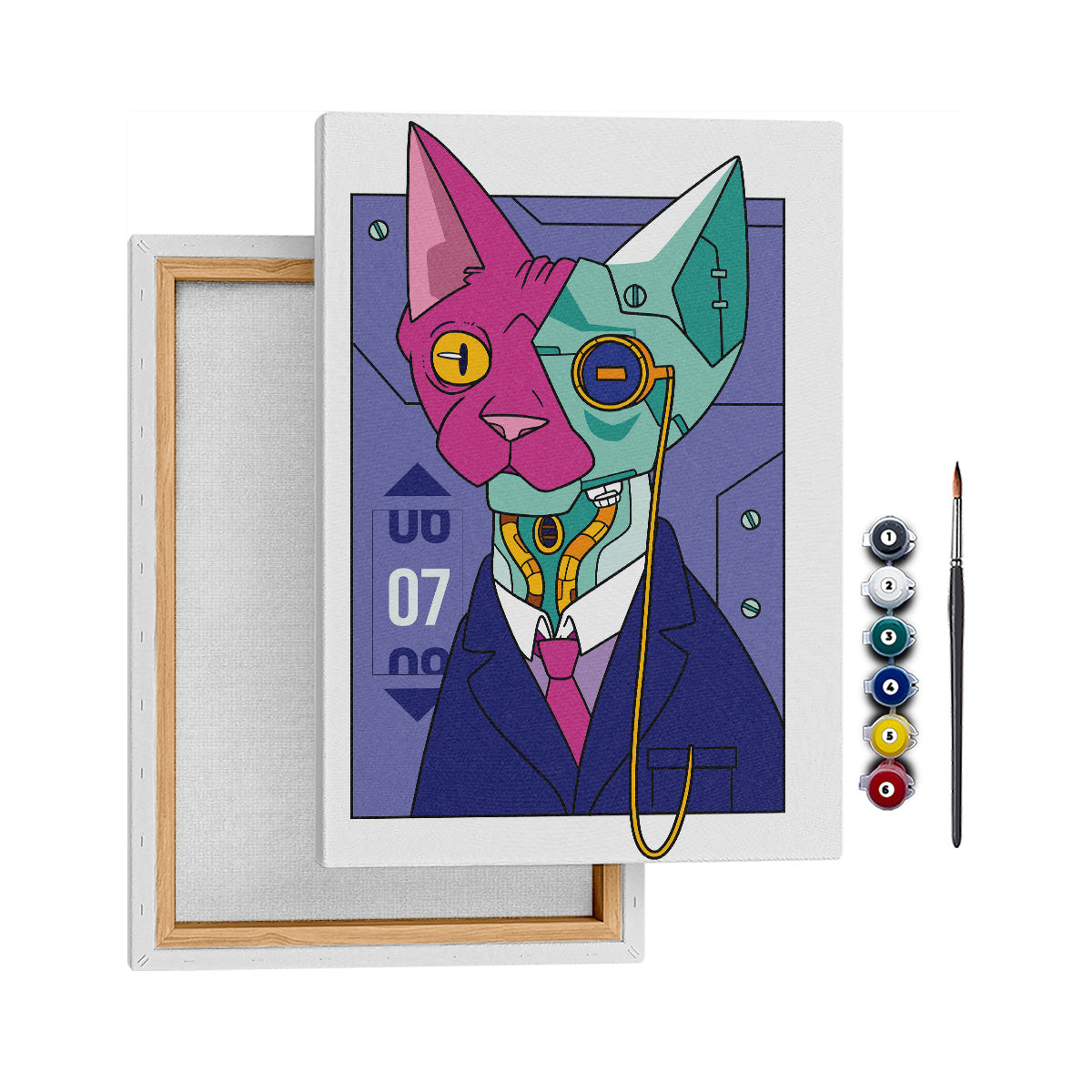 Sibernetik Kedi - 50x70cm - Boyama Tablo