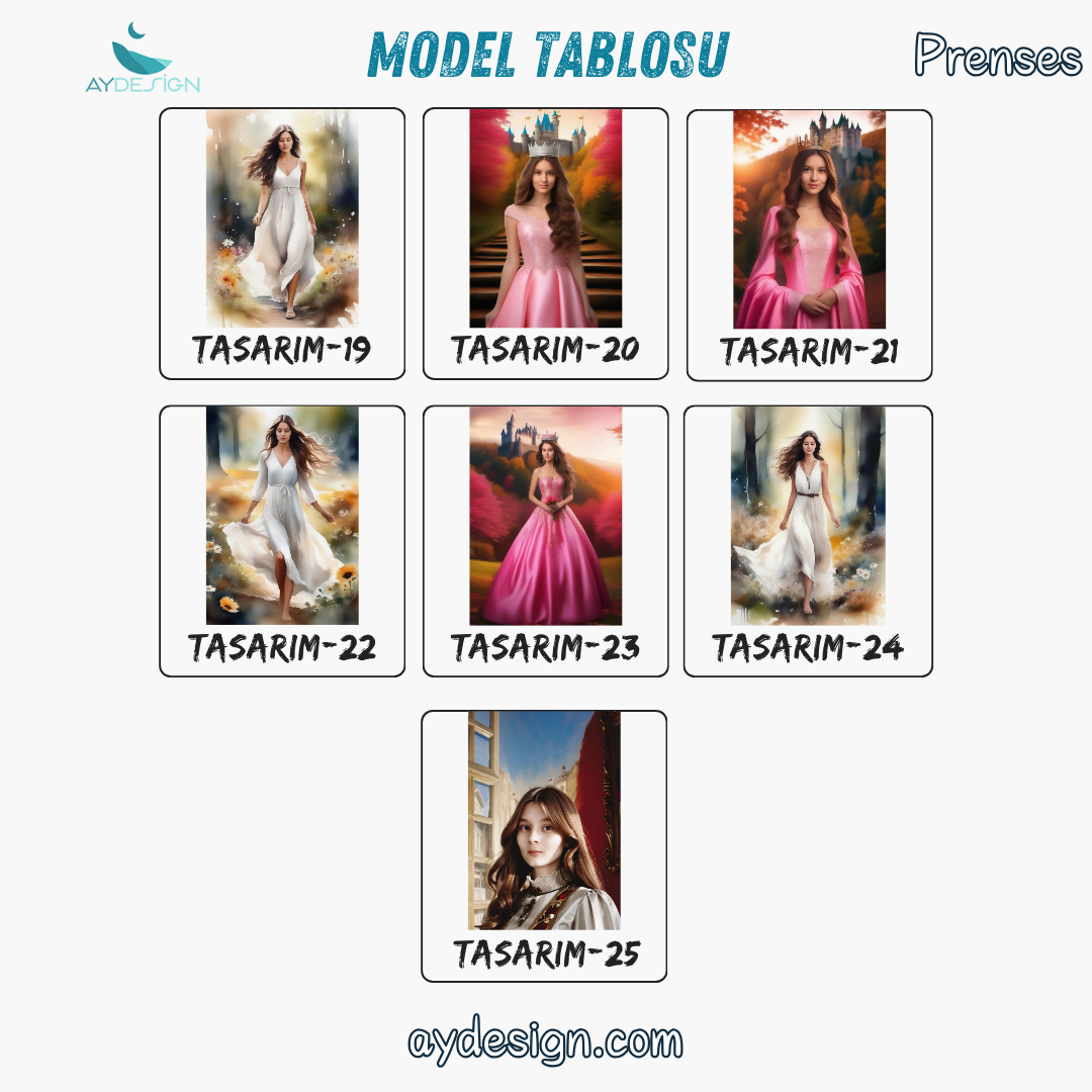 Kişiye Özel Prenses Temalı Karikatür Cam Tablo | Zarif ve Masalsı Dekor