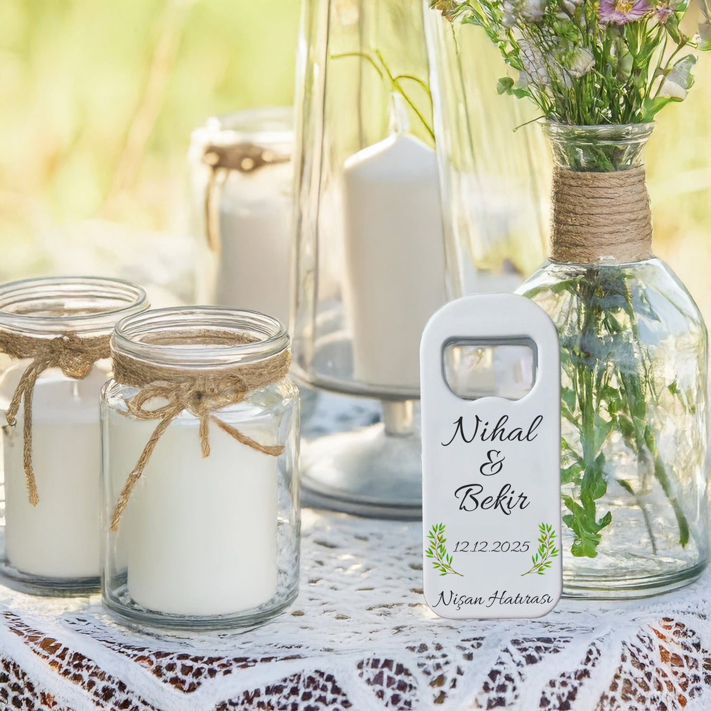 İkili Zeytin Dalı Tasarımlı - Kişiye Özel Plastik Açacak Magnet