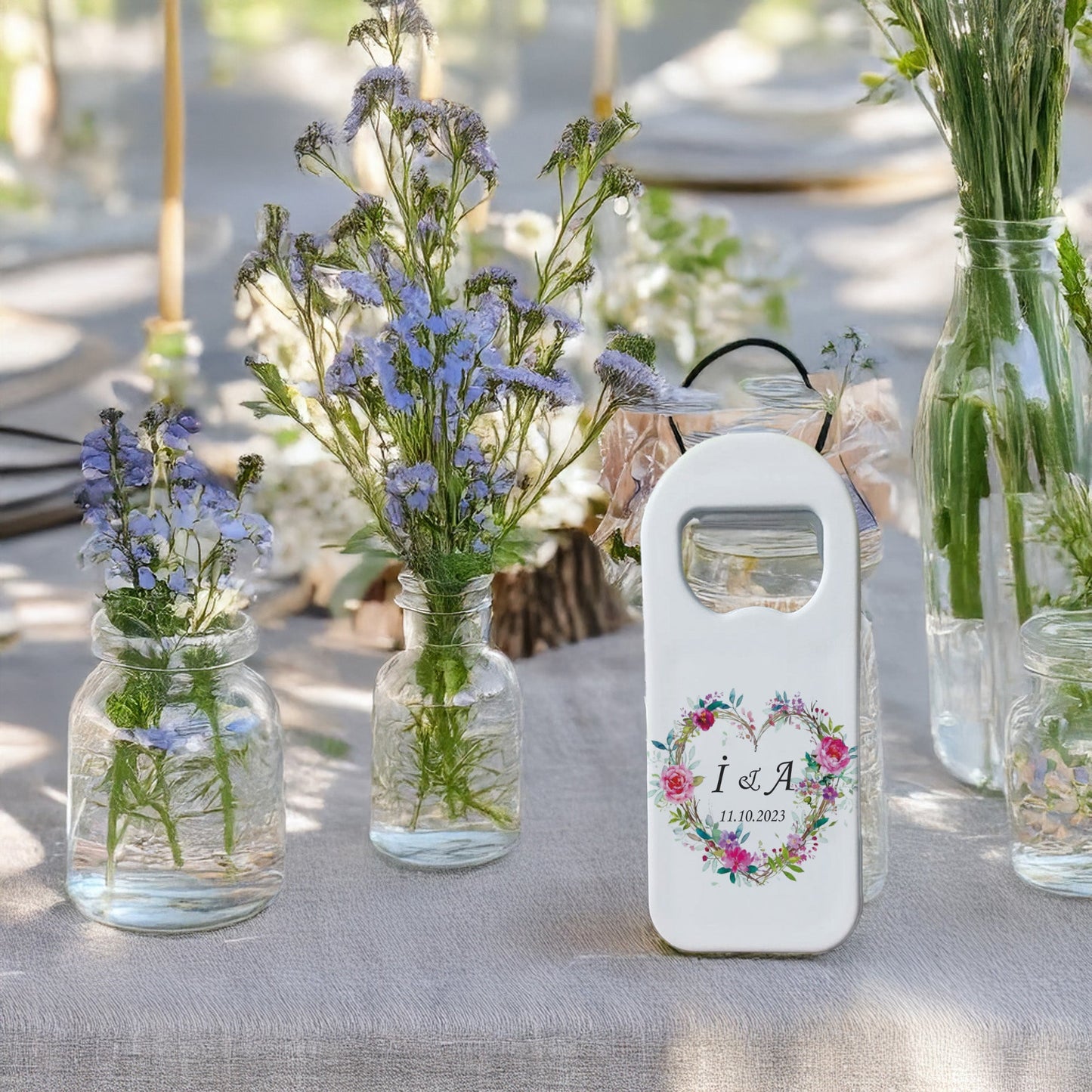 Renkli Kalp Çiçek Tasarımlı – Kişiye Özel Plastik Açacak Magnet