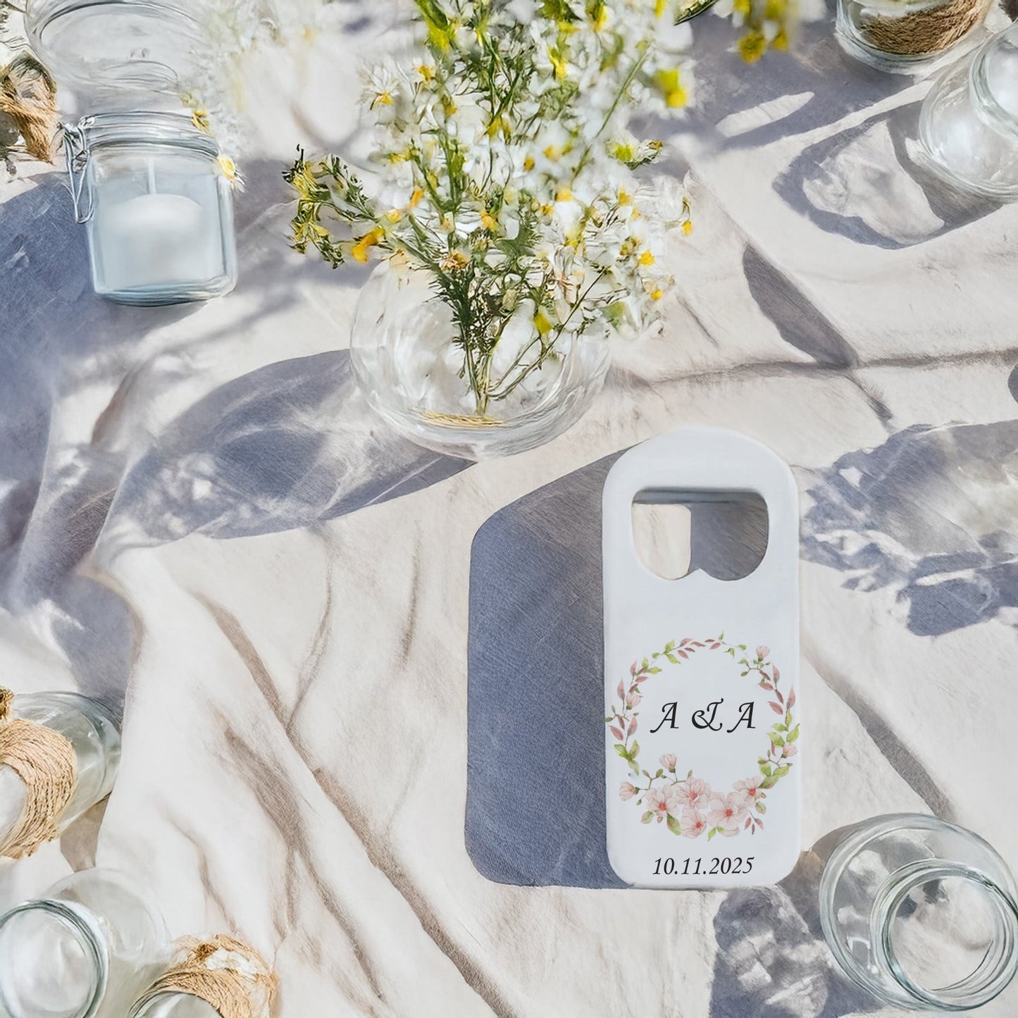 Pembe Çiçek Tasarımlı – Kişiye Özel Plastik Açacak Magnet