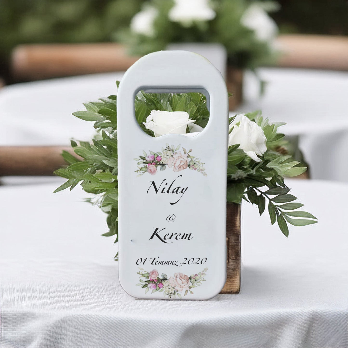 Soft Pembe Çiçek Tasarımlı – Kişiye Özel Plastik Açacak Magnet