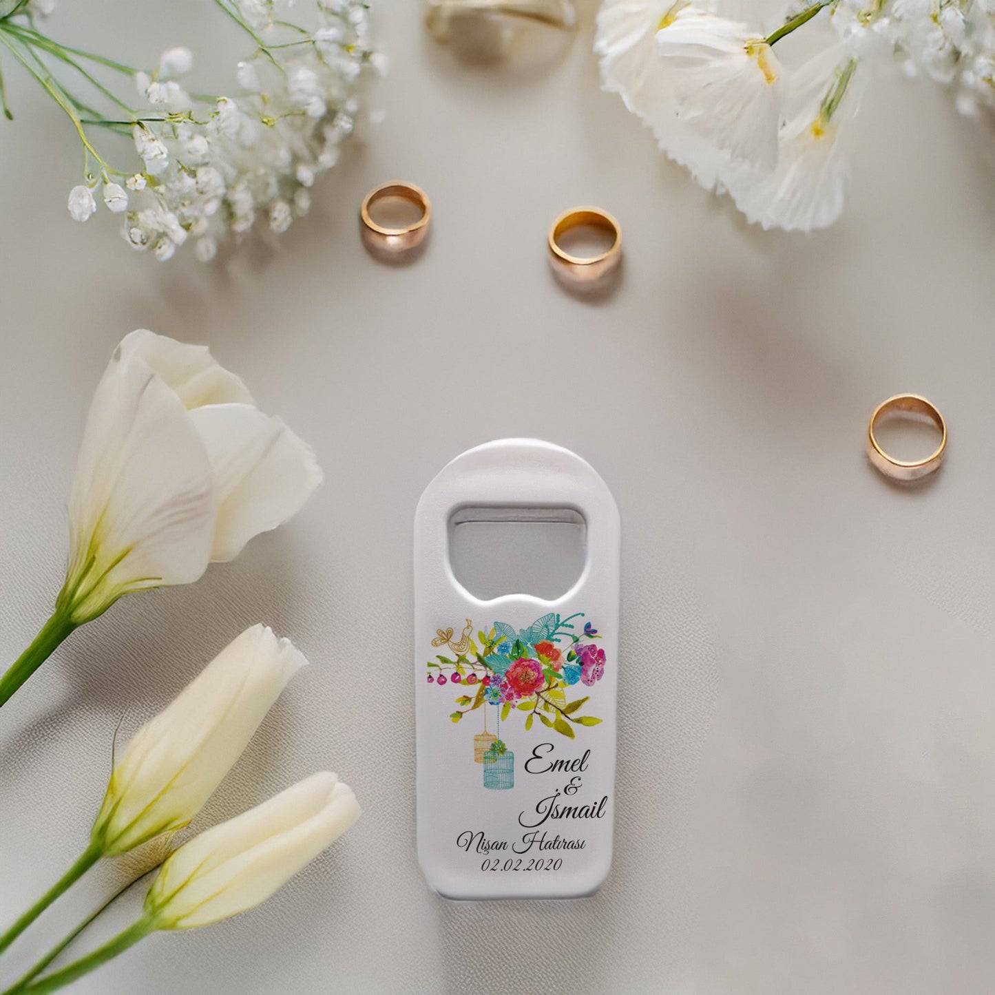 Renkli Çiçek Tasarımlı – Kişiye Özel Plastik Açacak Magnet