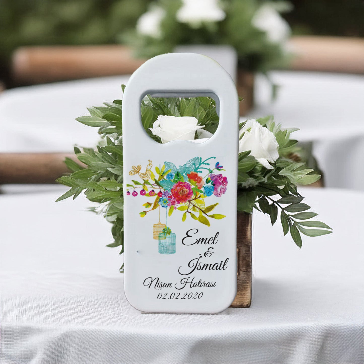 Renkli Çiçek Tasarımlı – Kişiye Özel Plastik Açacak Magnet