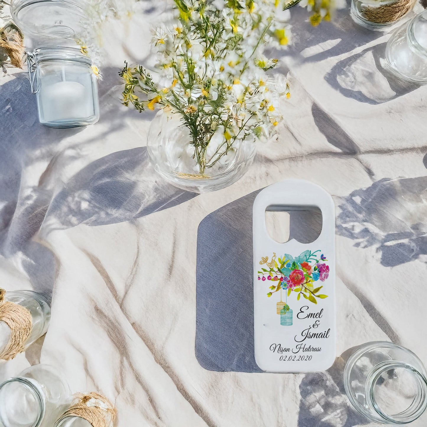 Renkli Çiçek Tasarımlı – Kişiye Özel Plastik Açacak Magnet