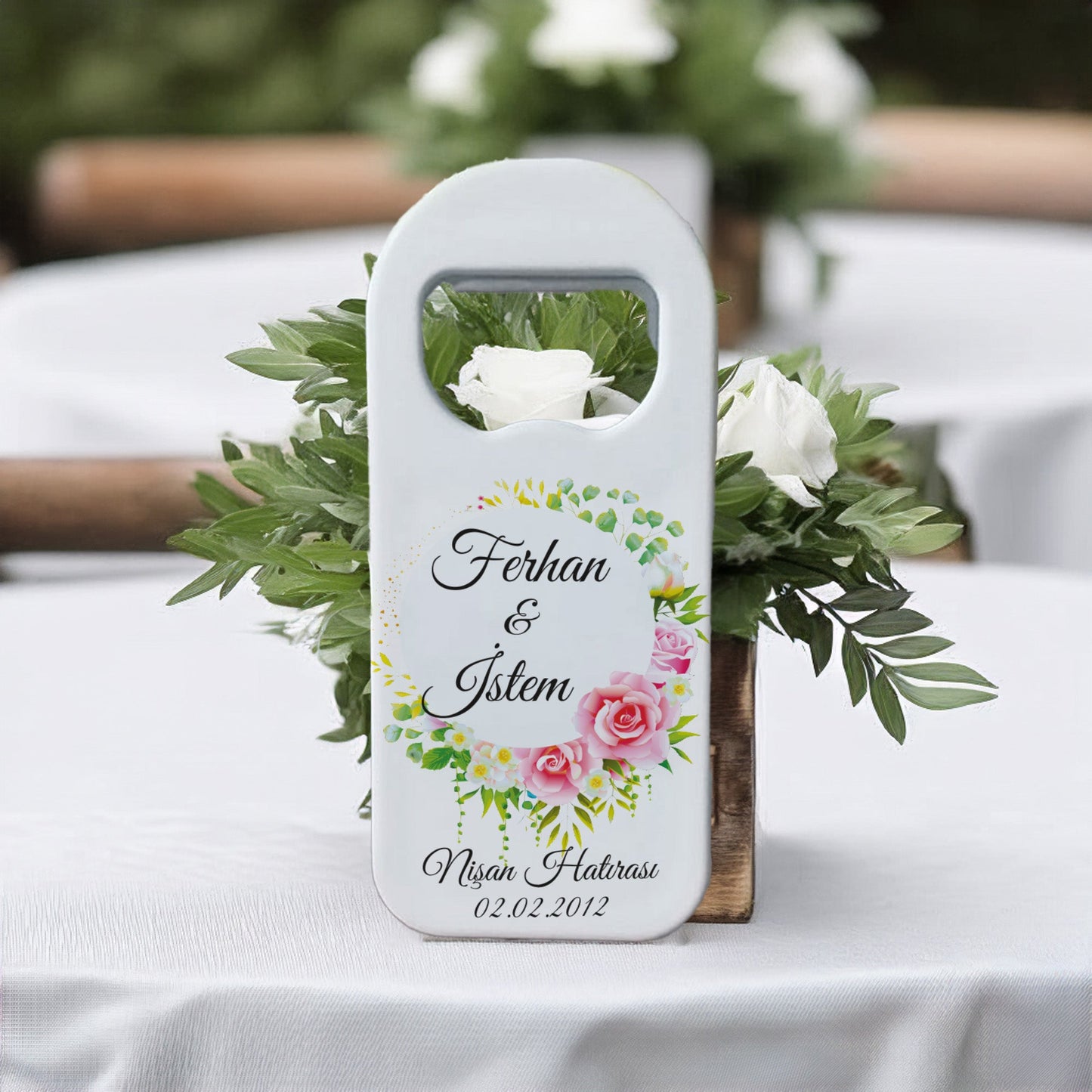 Pastel Renkli Gül Tasarımlı – Kişiye Özel Plastik Açacak Magnet