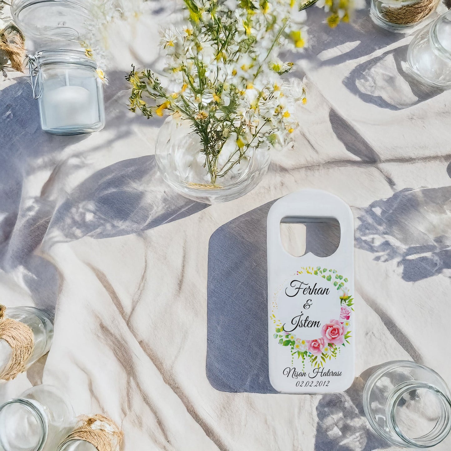 Pastel Renkli Gül Tasarımlı – Kişiye Özel Plastik Açacak Magnet