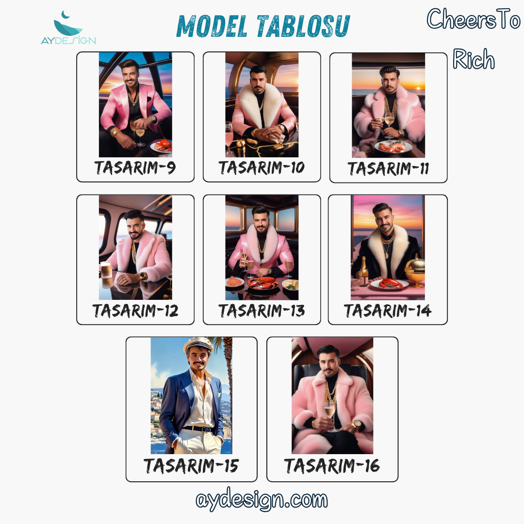 Kişiye Özel Zengin Temalı Karikatür Cam Tablo | Lüks ve Şık Dekorasyon