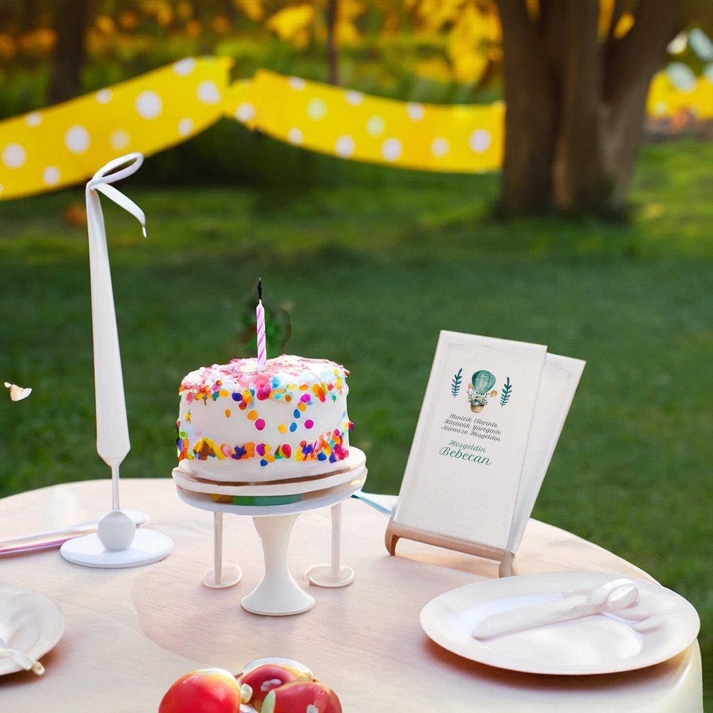Yeşil Balon ve Tavşan Temalı Baskılı Peçeteler - AyDesign.com.tr