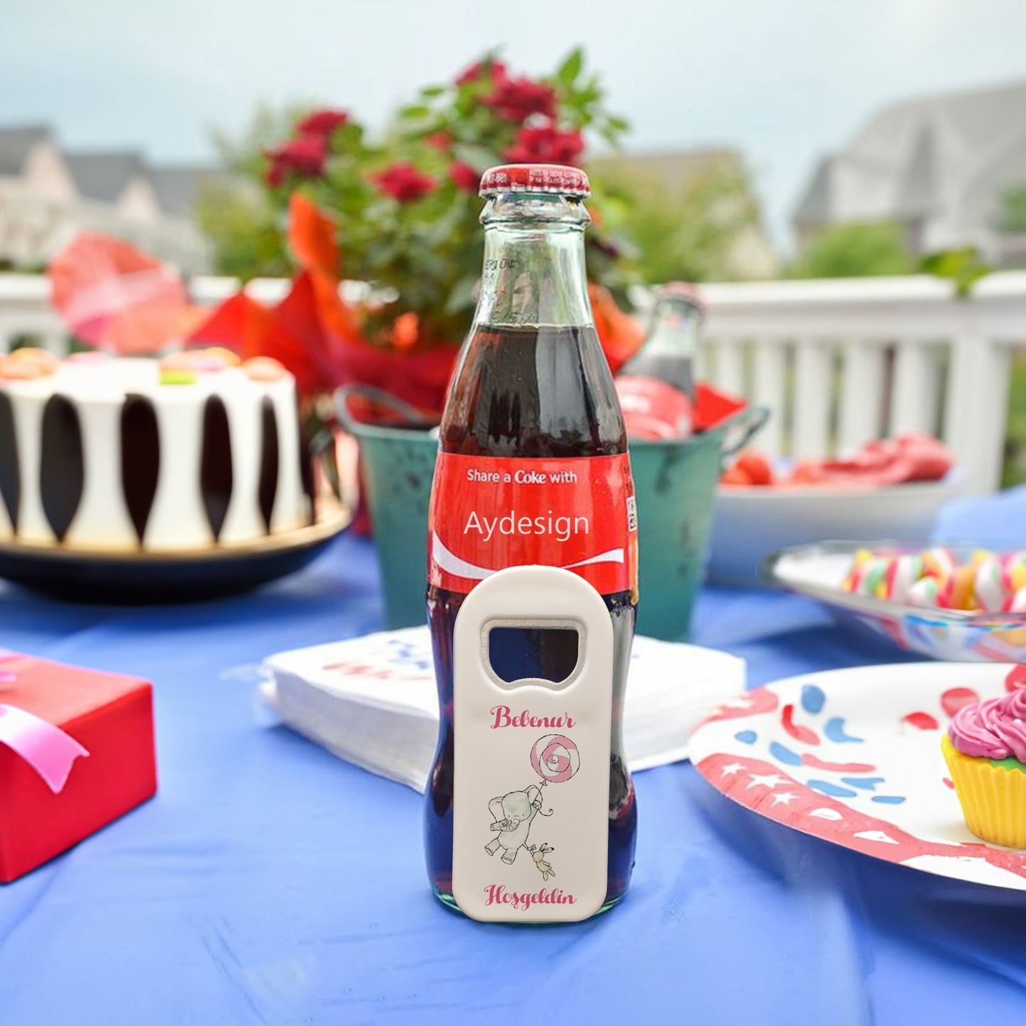 Pembe Balon Fil ve Tavşan Temalı Plastik Açacak Magnet | Doğumgünü, Babyshower, Diş Buğdayı ve Sünnet Organizasyonlarınızın Unutulmaz Hatırası!