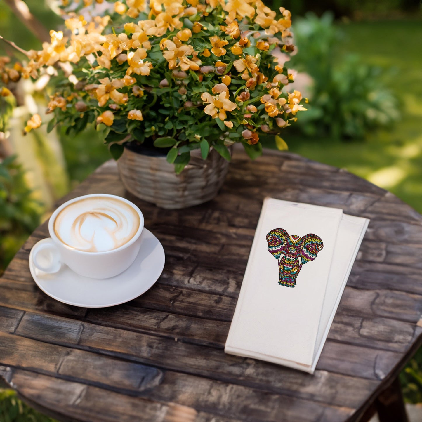 "Fil Mandala" Baskılı Peçeteler - AyDesign.com.tr