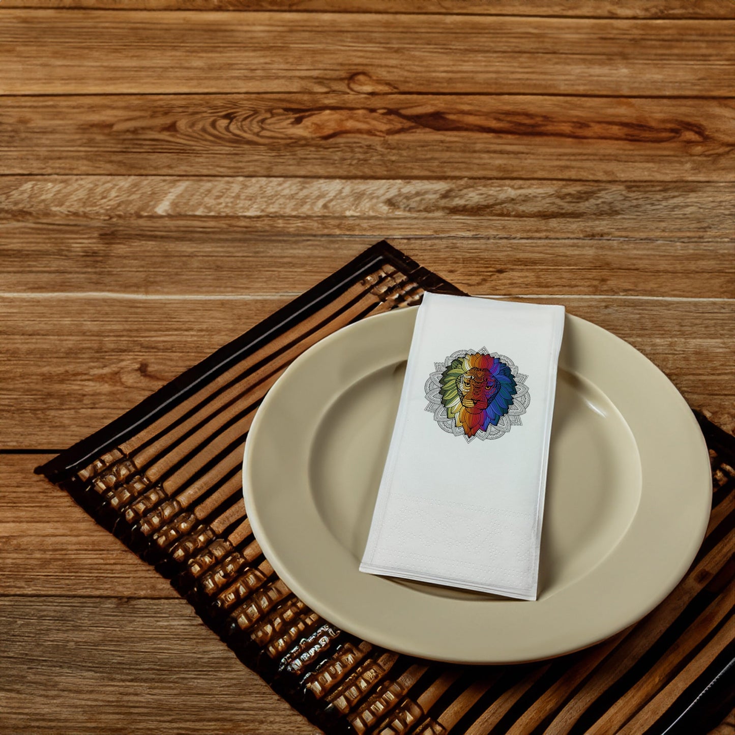 "Aslan Mandala" Baskılı Peçeteler - AyDesign.com.tr