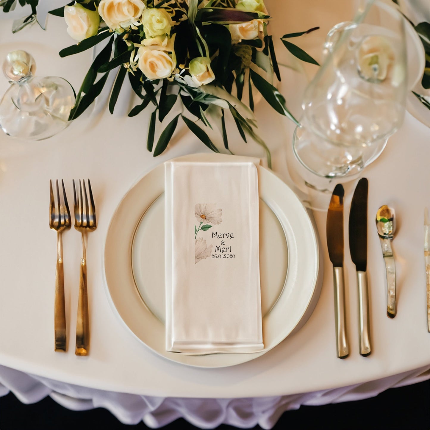 Papatya Detaylı Özel Gün Peçetesi