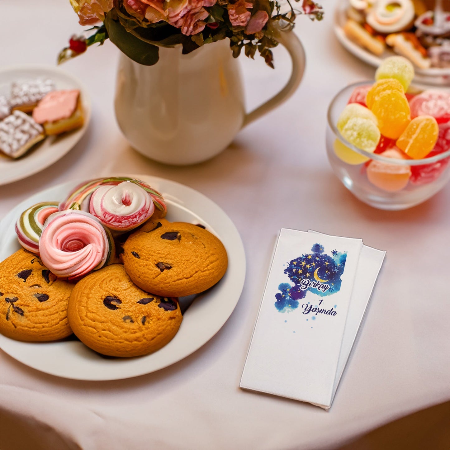 Ay Yıldız Temalı Baskılı Peçeteler - AyDesign.com.tr