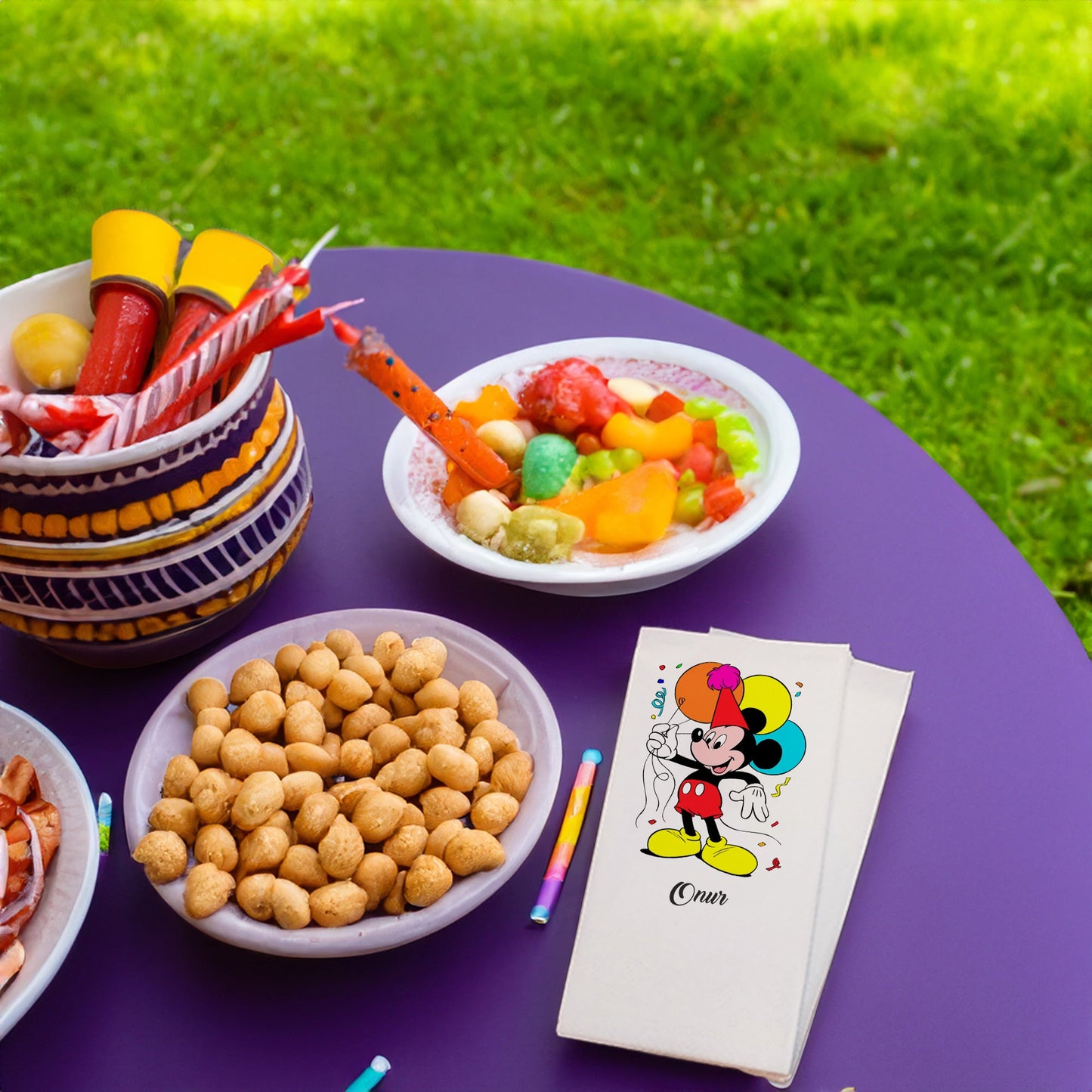 Balonlar ve Mickey Mouse Baskılı Peçeteler - AyDesign.com.tr