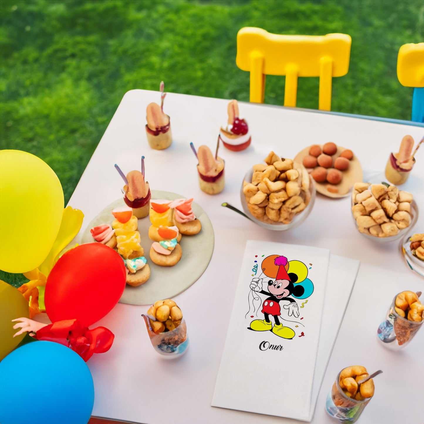 Balonlar ve Mickey Mouse Baskılı Peçeteler - AyDesign.com.tr