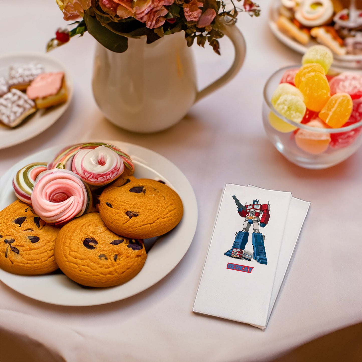 Renkli Robot Temalı Baskılı Peçeteler - AyDesign.com