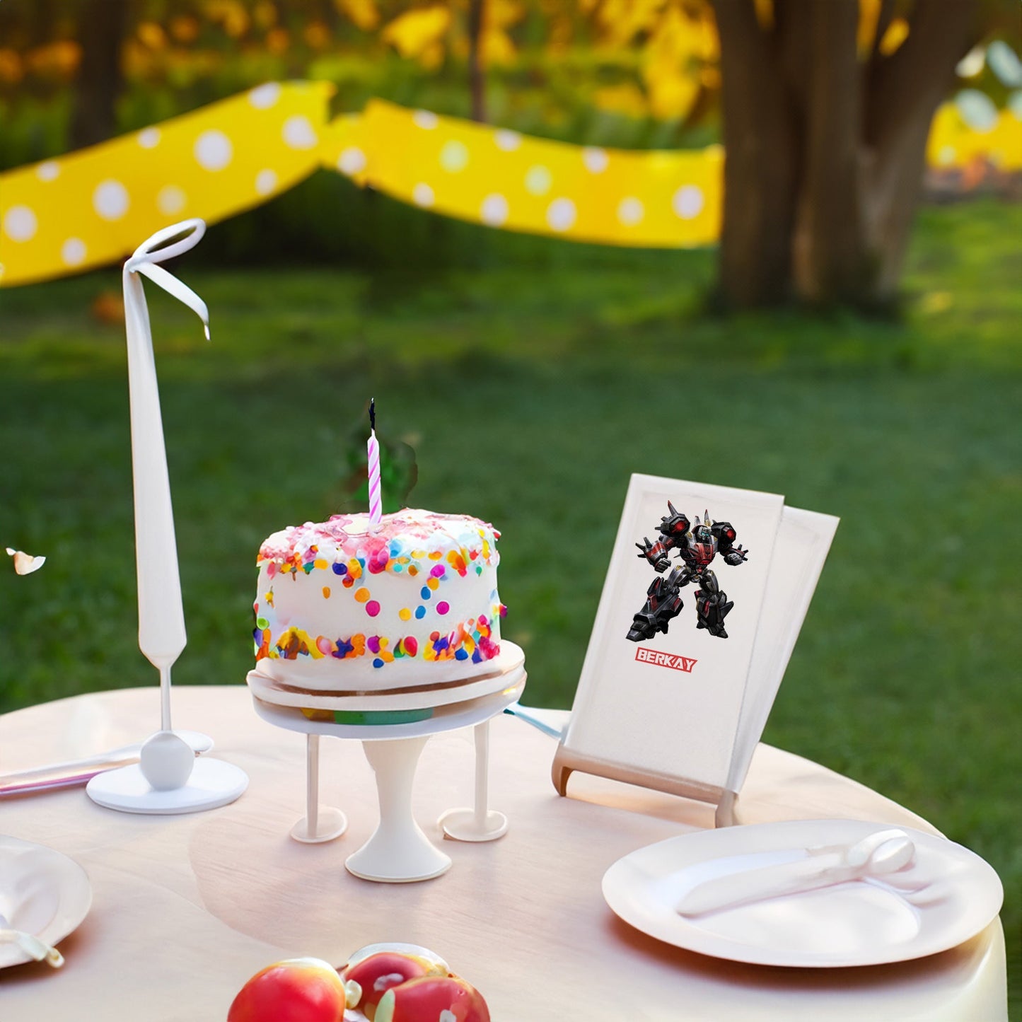 Siyah-Kırmızı Robot Temalı Baskılı Peçeteler - AyDesign.com