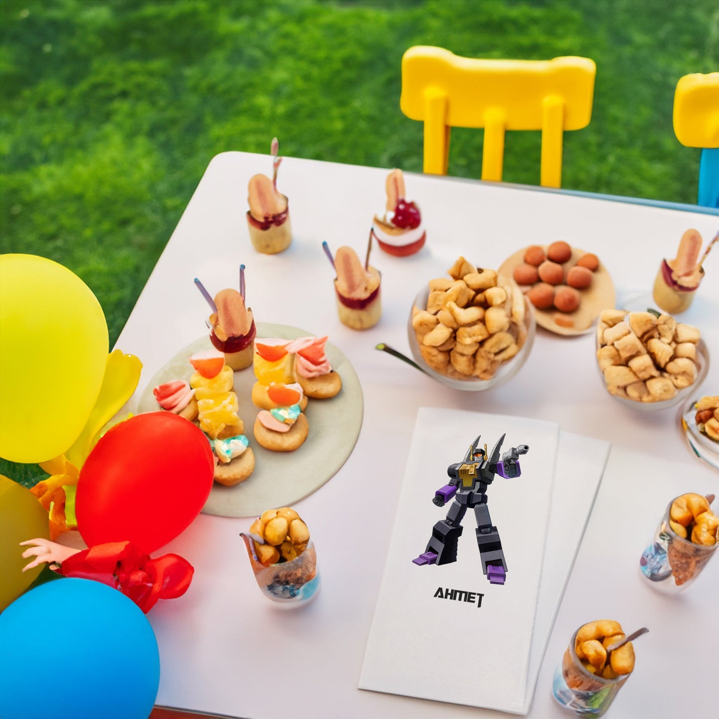 Mor Robot Temalı Baskılı Peçeteler - AyDesign.com