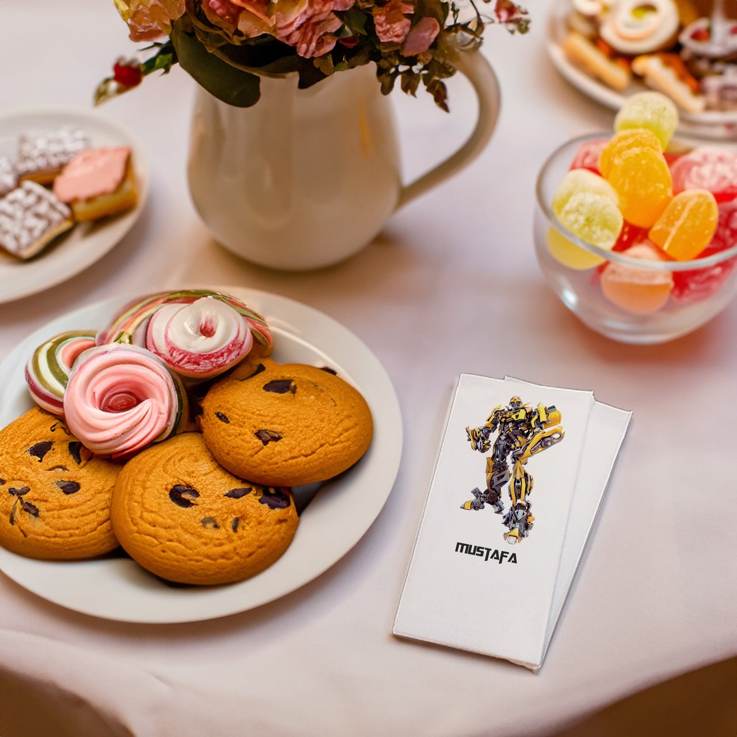 Sarı Robot Baskılı Peçeteler - AyDesign.com