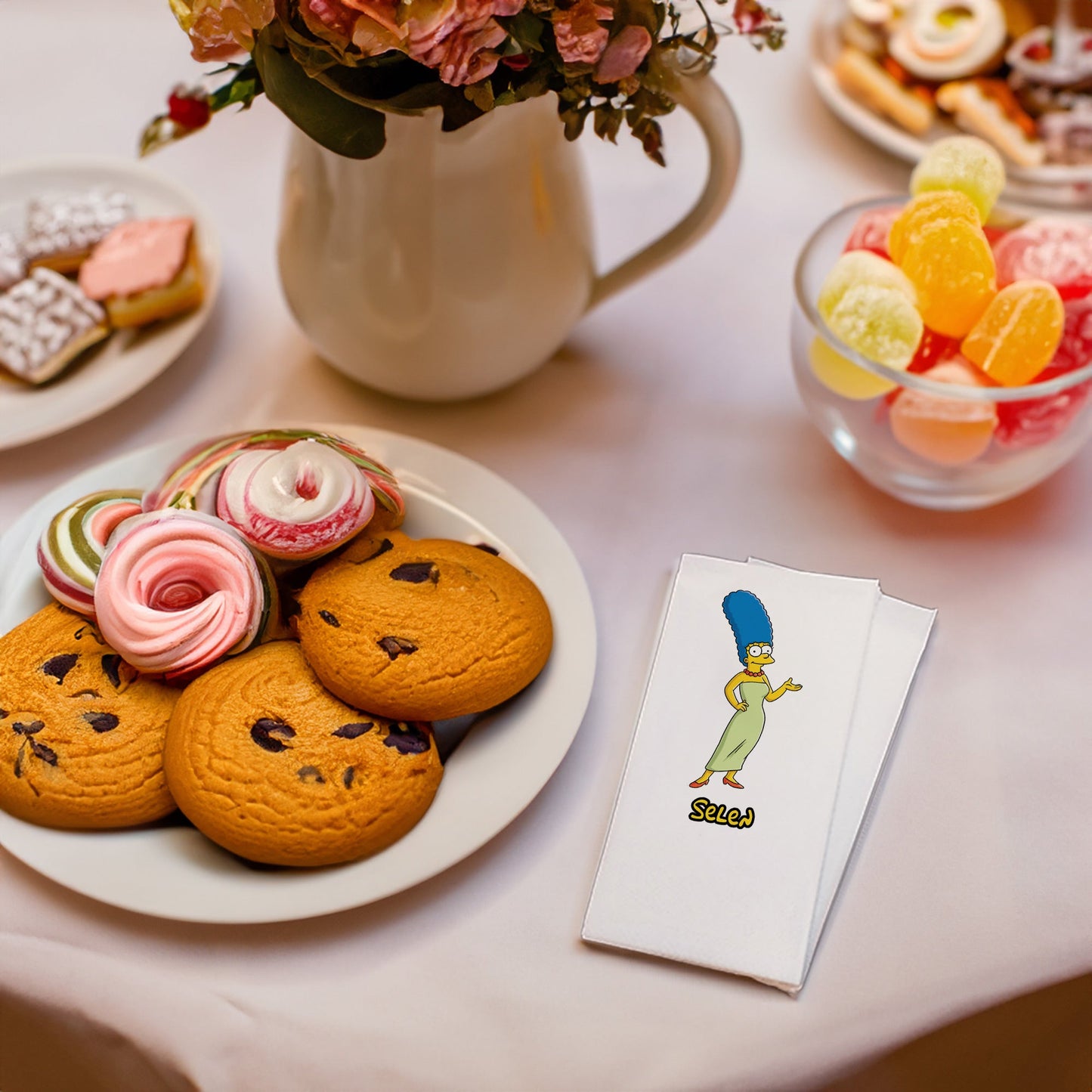 Marge Simpson Temalı Baskılı Peçeteler - AyDesign.com