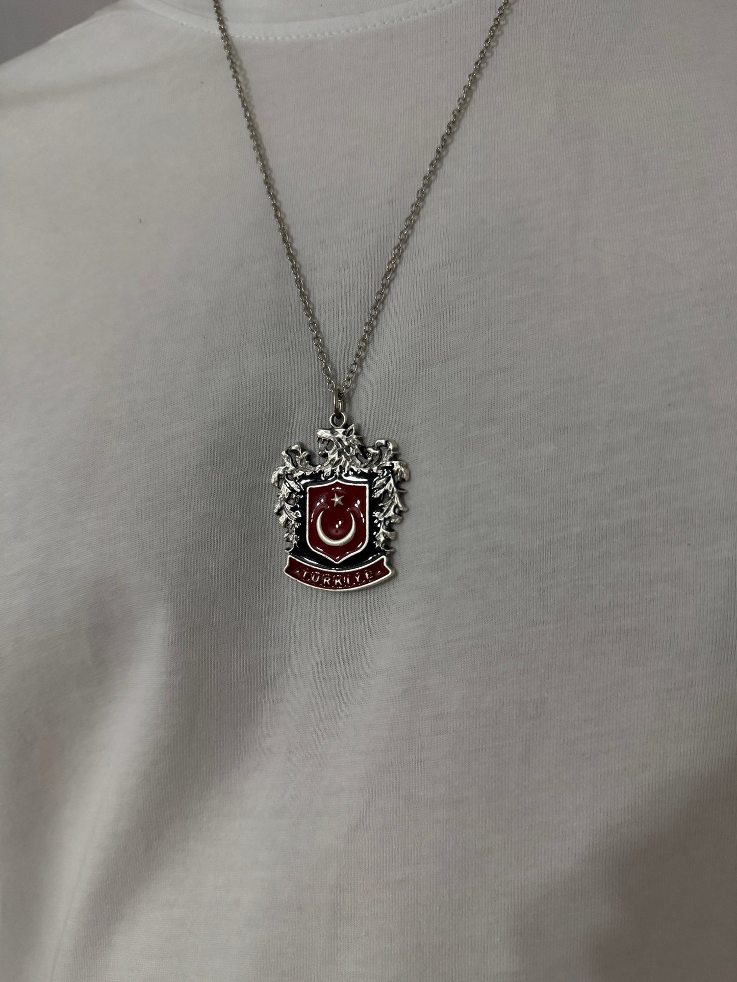 Türk Bozkurt Türk Bayrağı Unisex Zincir Kolye