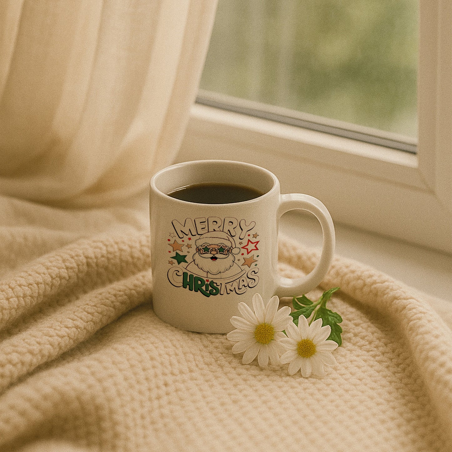 Yıldız Gözlü Noel Baba Tasarımlı Yılbaşı Kupası