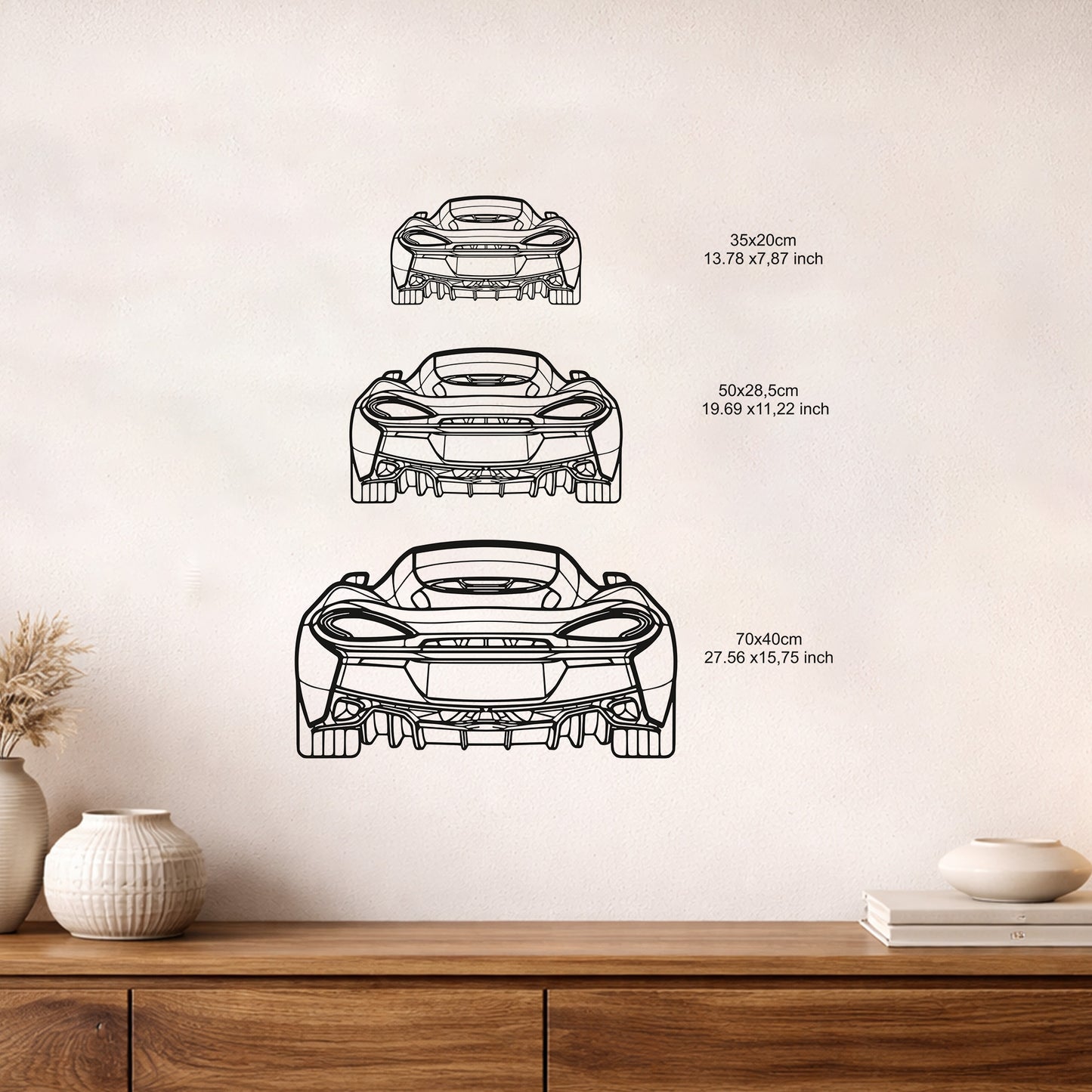 McLaren 570GT Arka Görünüm Metal Duvar Tablosu Hiper Araba Duvar Sanatı