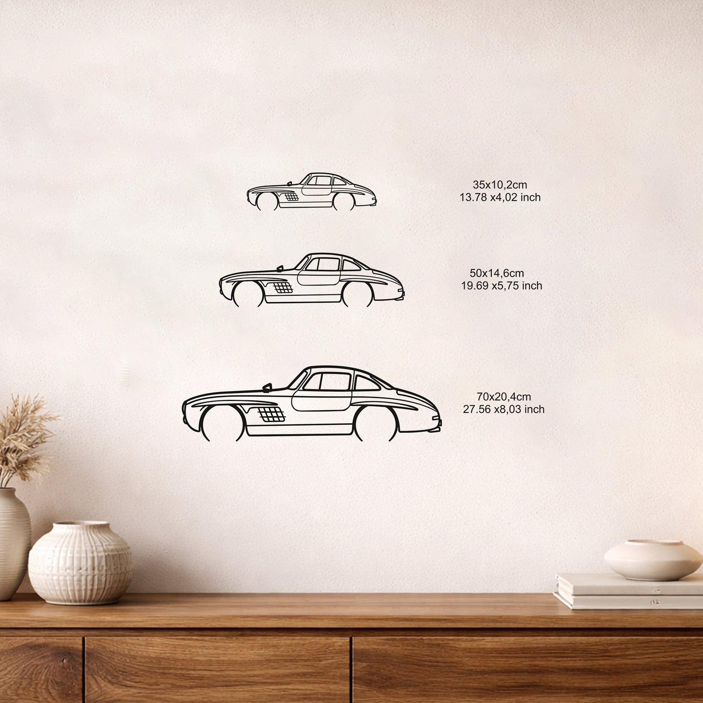 Klasik Mercedes 300 SL Martı Kanat Metal Tablo - Retro Otomobil Sanatı