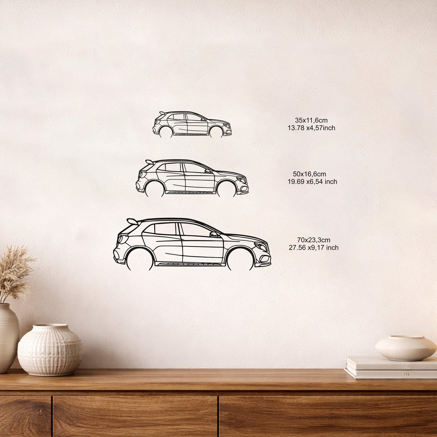 Mercedes GLA 45 Metal Duvar Tablosu Sportif Araba Silüeti Metal Duvar Dekoru