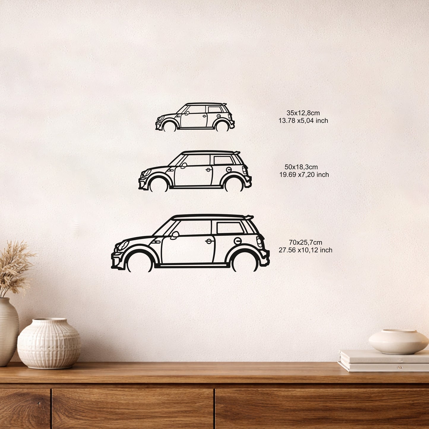 Mini Cooper Metal Duvar Tablosu İkonik Tasarım Metal Araba Duvar Dekoru