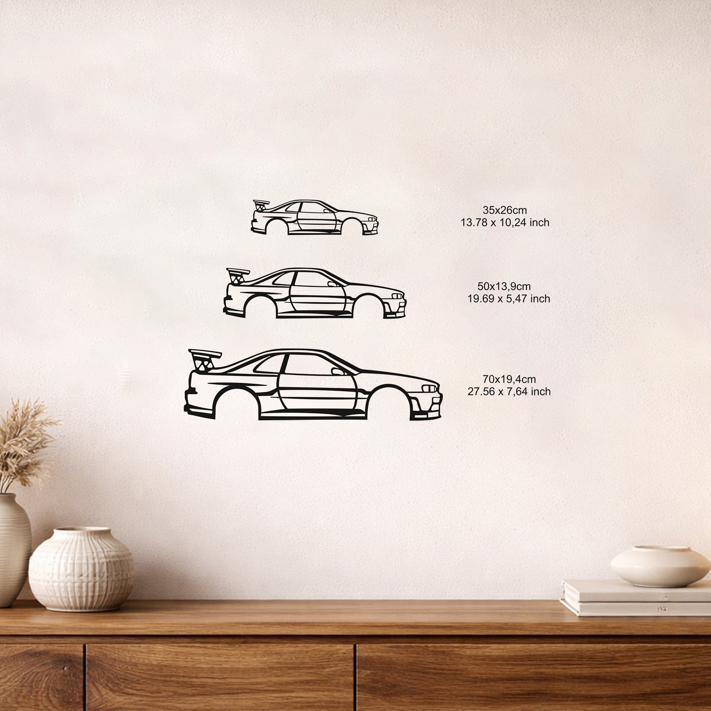 Nissan Skyline R34 Metal Duvar Tablosu İkonik Araba Silüeti