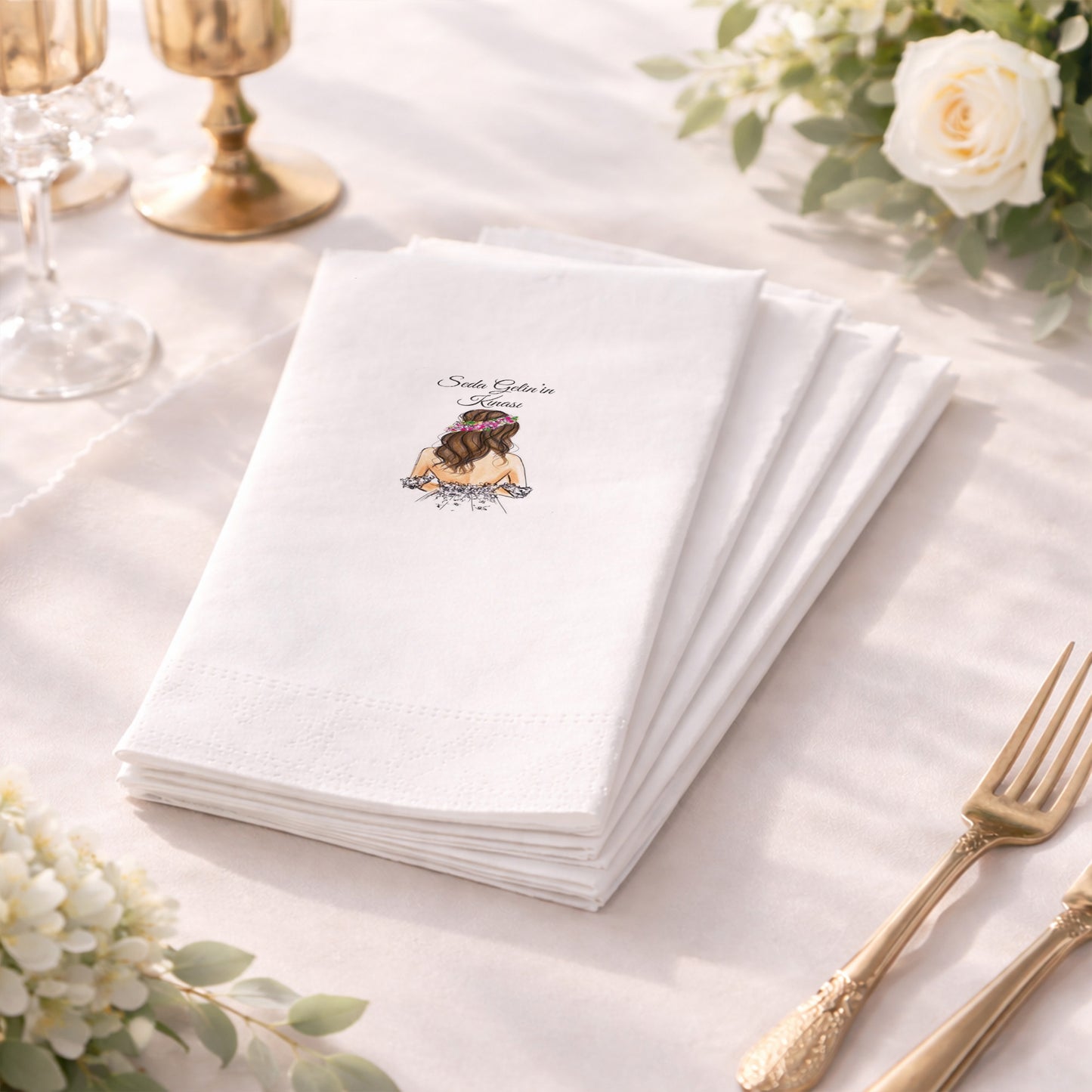 Seda Gelin’in Kınası Temalı Figürlü Kına Peçetesi