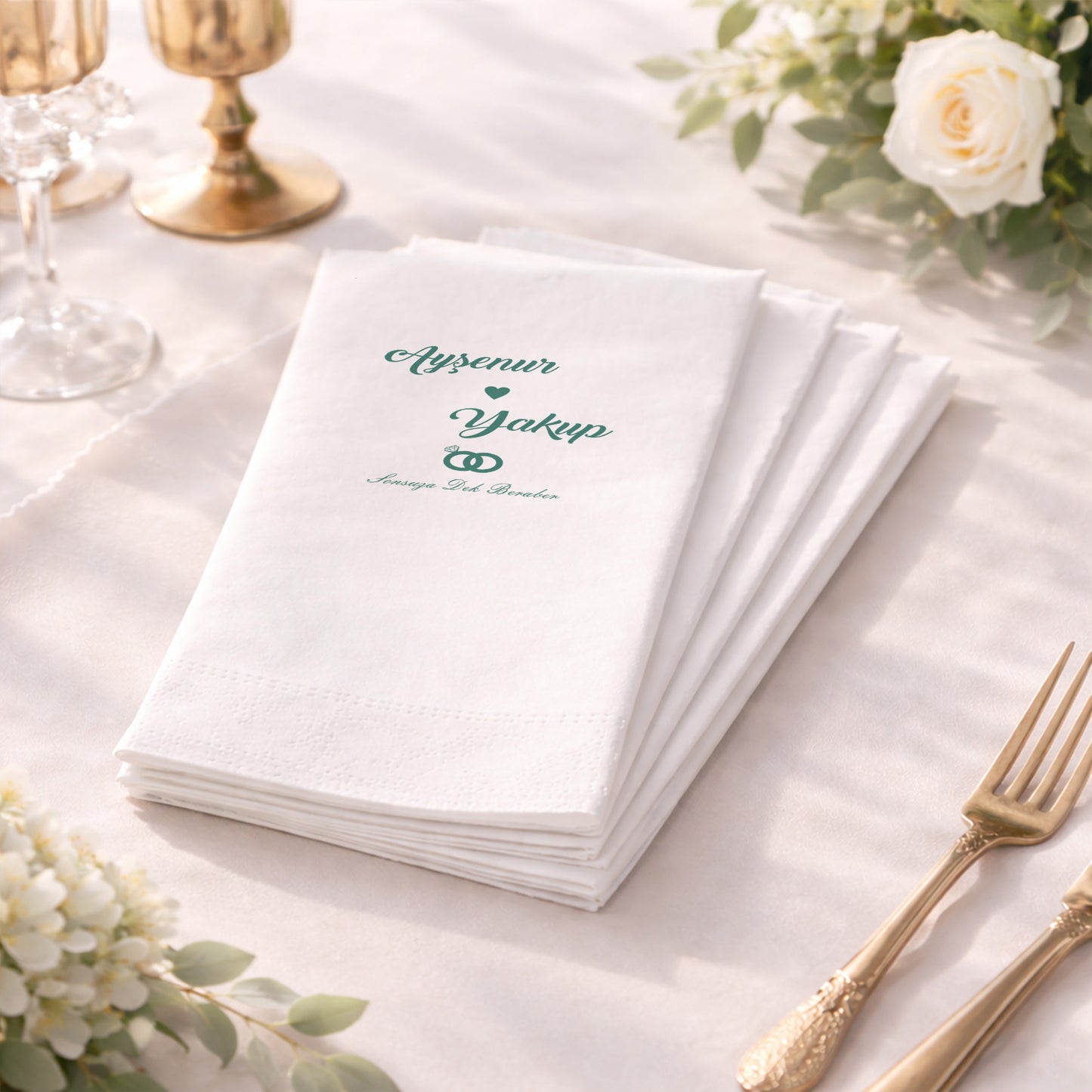 Ayşenur & Yakup Sonsuza Dek Beraber Yazılı Baskılı Peçete