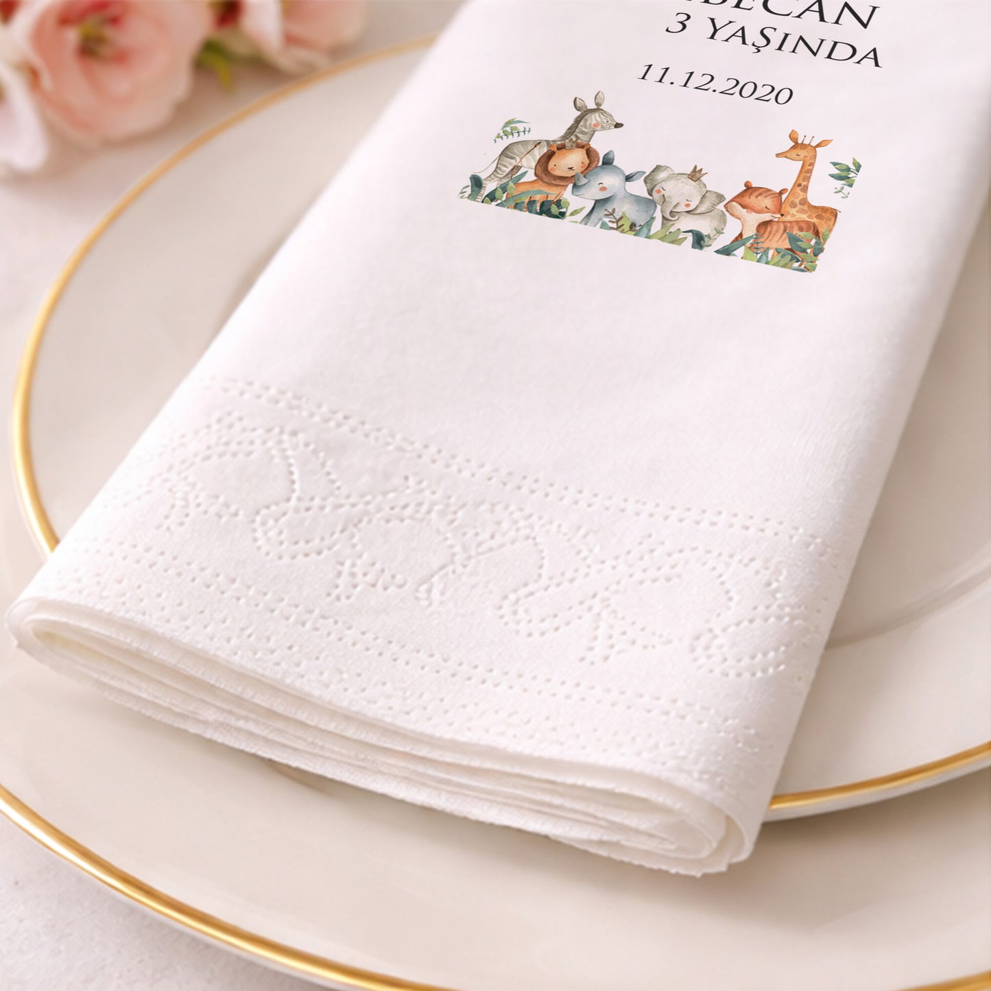 Safari Hayvanları Temalı Bebecan 3 Yaş Peçetesi