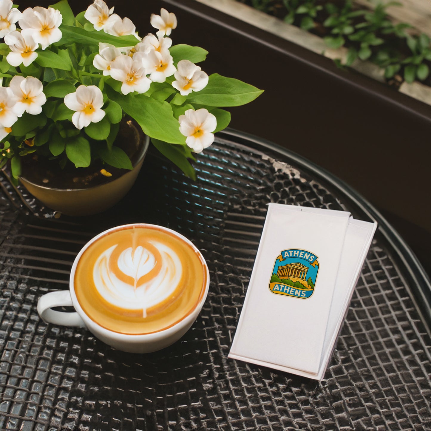 Athens Şehir Desenli Baskılı Peçete | Atina Parthenon Temalı Sofra Peçetesi