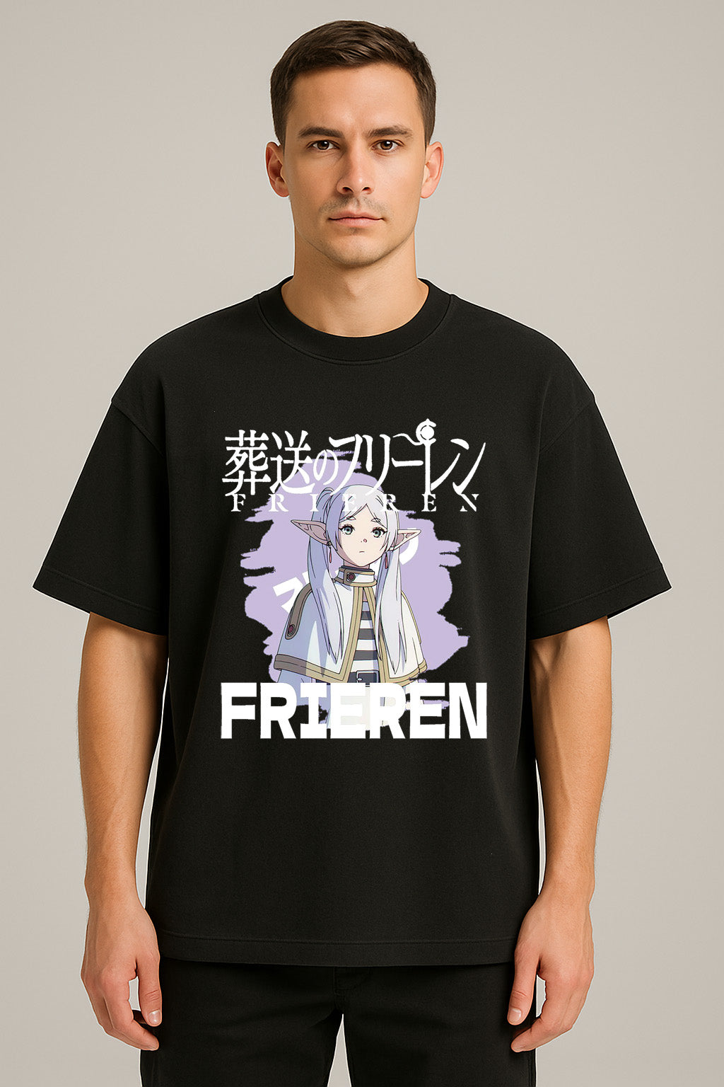 anime baskılı oversize tişört