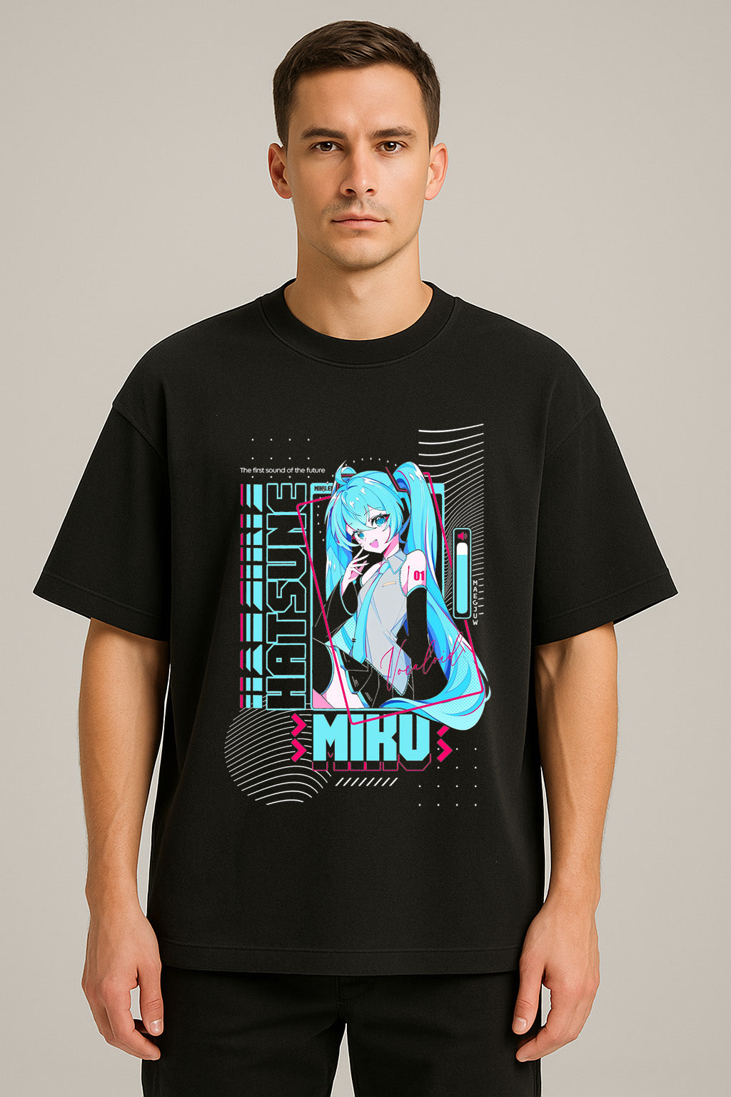 anime baskılı oversize tişört