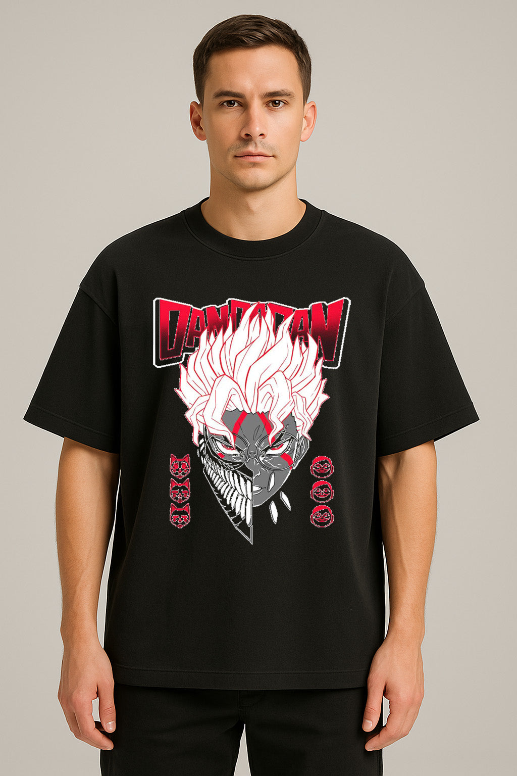 anime baskılı oversize tişört