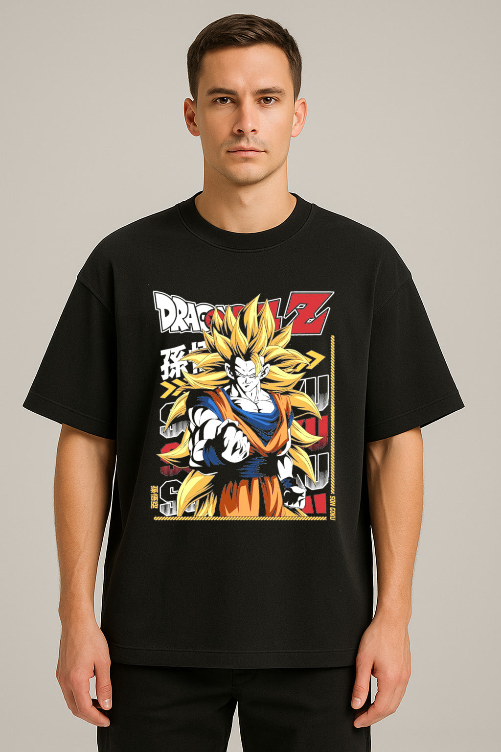 anime baskılı oversize tişört