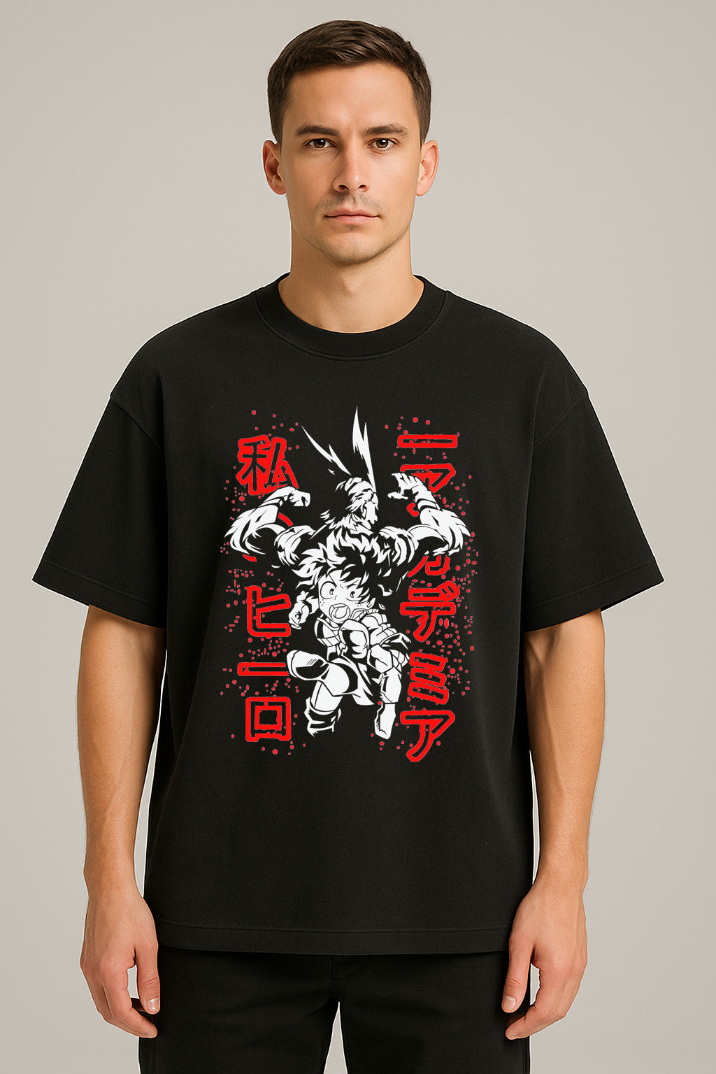 anime baskılı oversize tişört