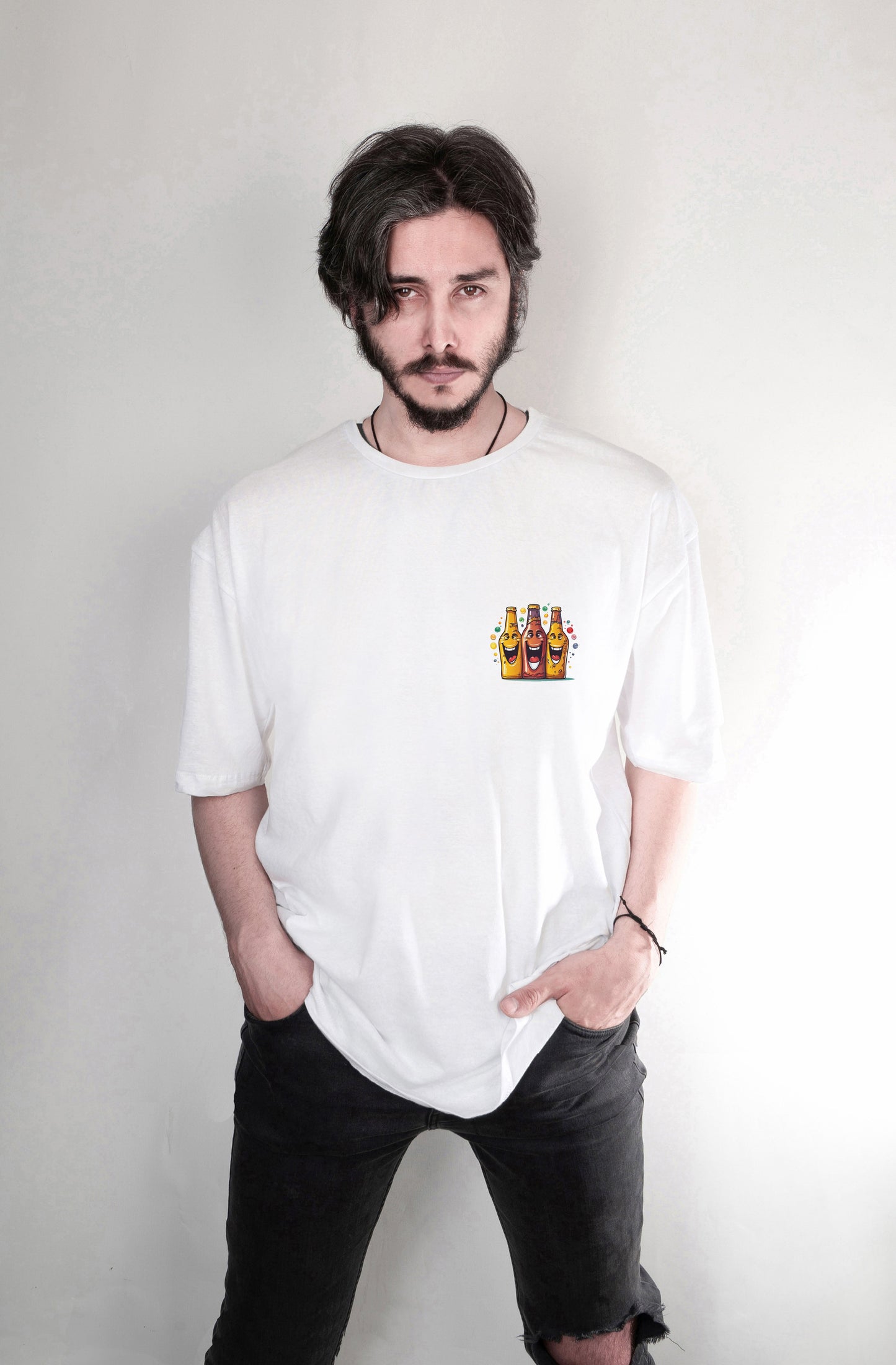 Beer baskılı oversize tişört