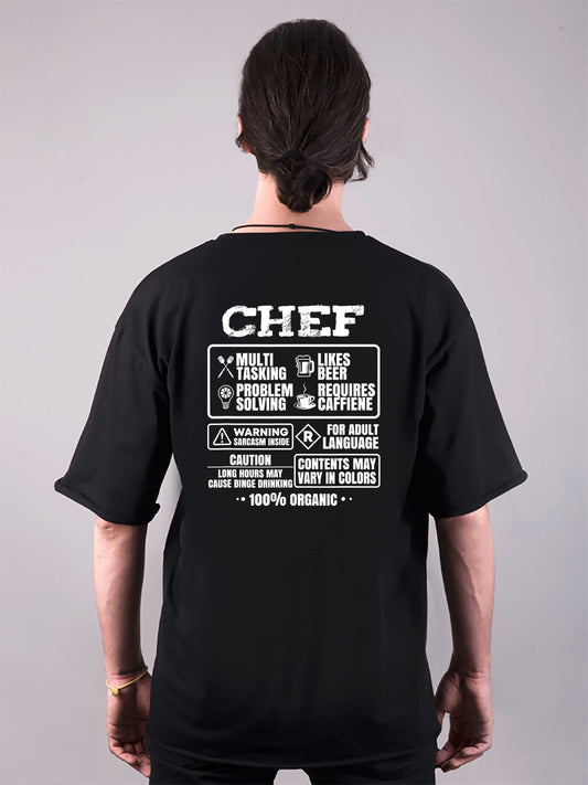 şef baskılı oversize tişört