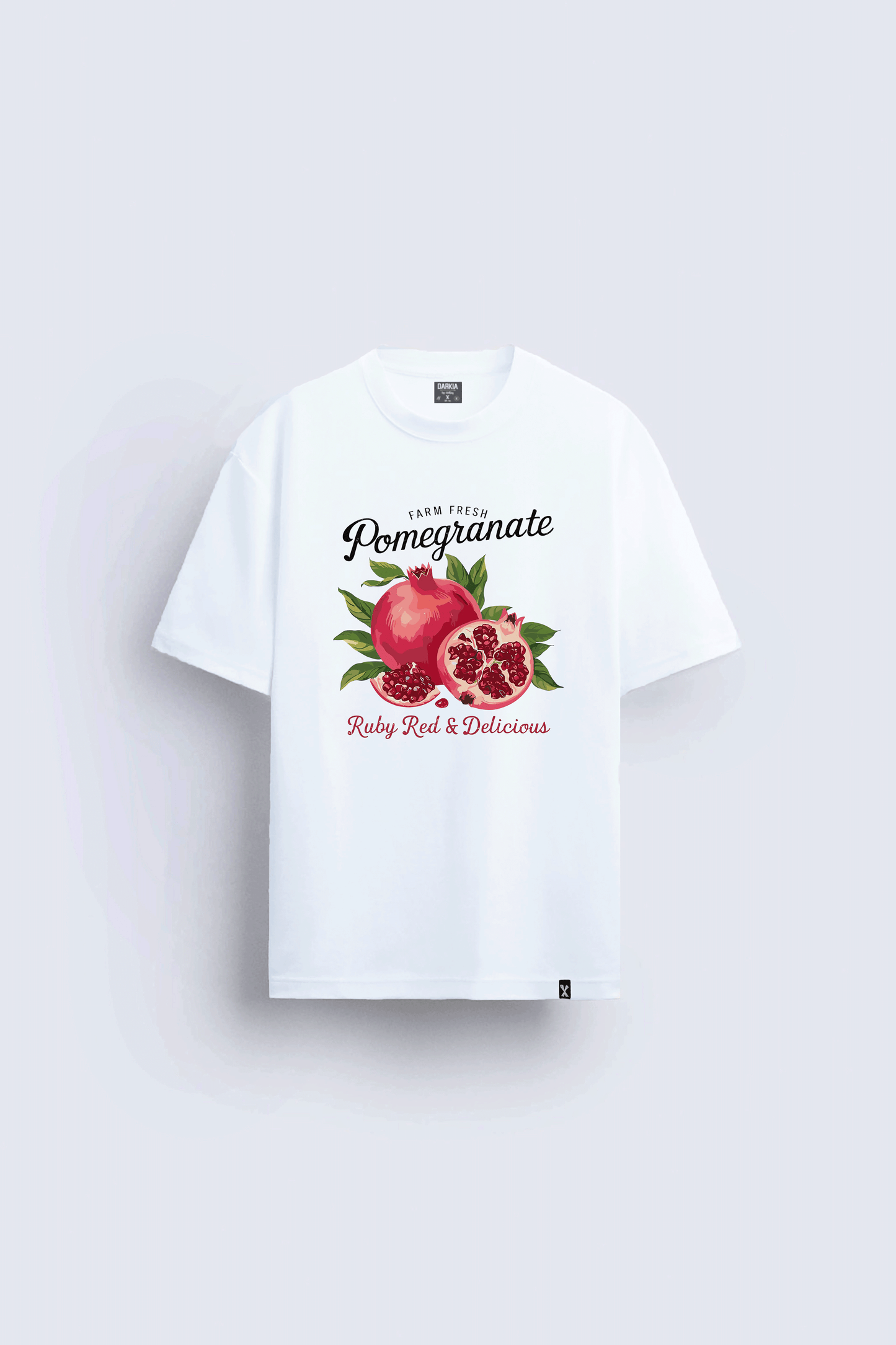 pomegranate nar baskılı oversize beyaz tişört