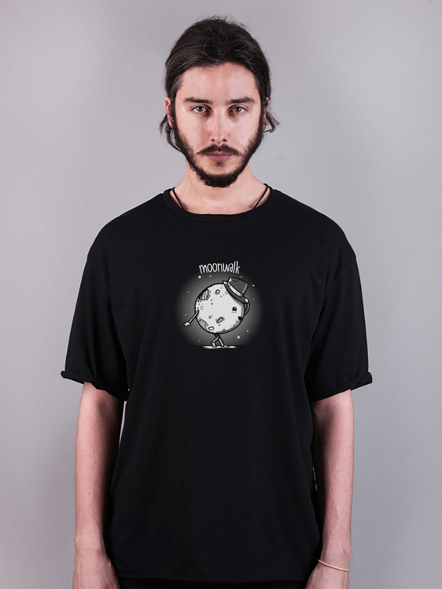 moon baskılı oversize tişört